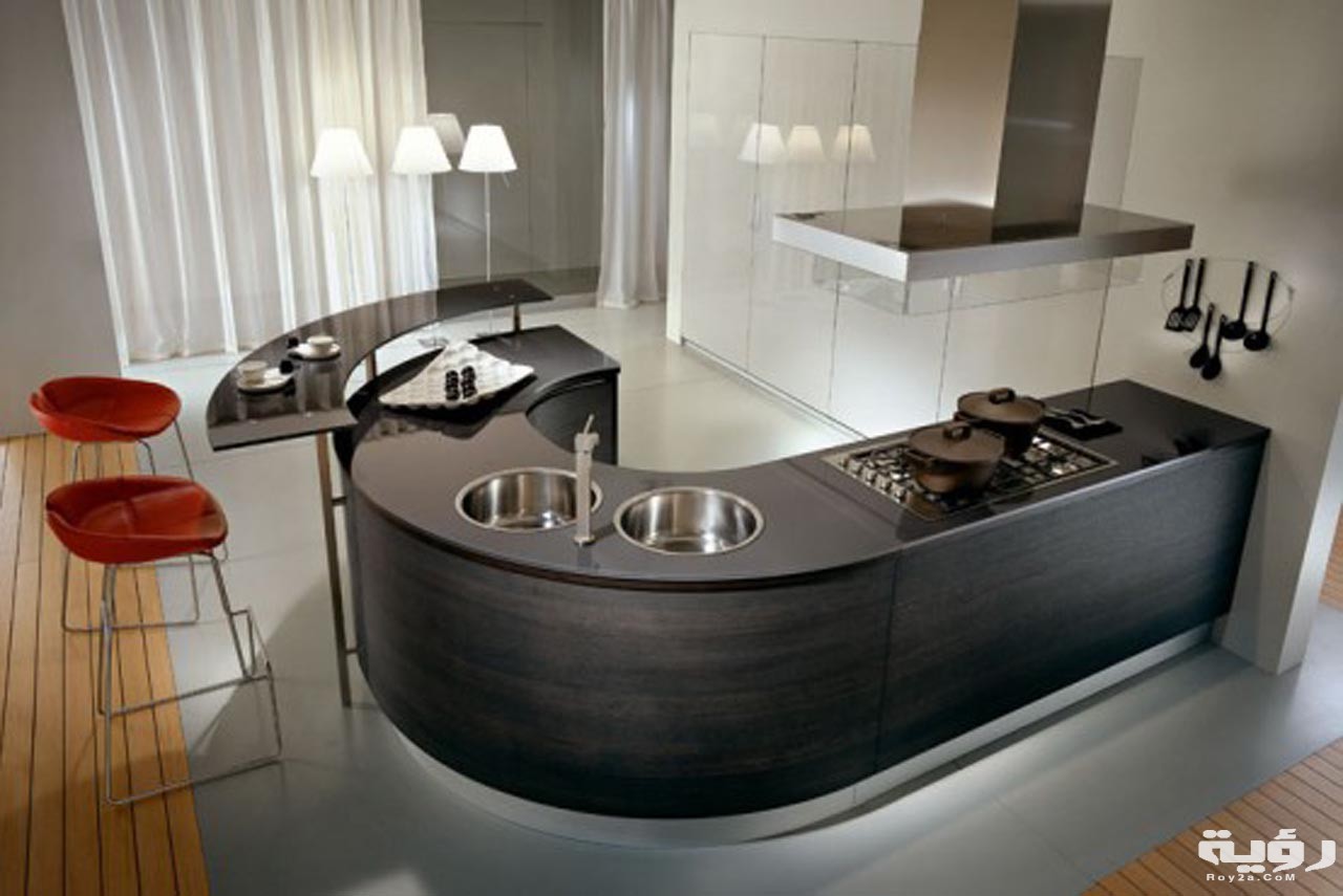 2013 modern kitchen with rounded countertops