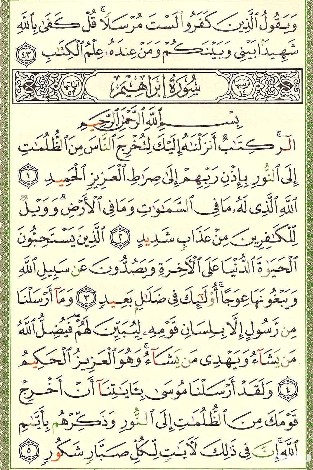 تفسير رؤية سورة إبراهيم في المنام