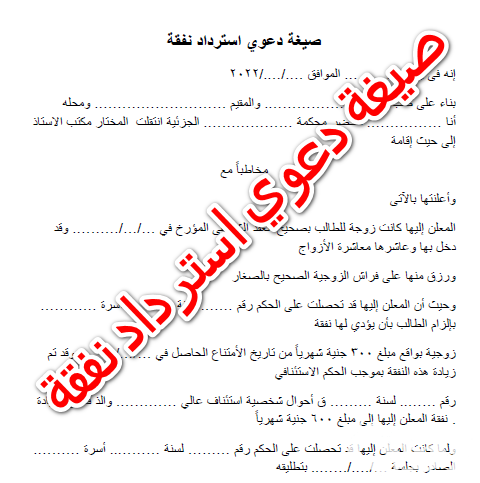نموذج دعوى اسقاط نفقة جاهز