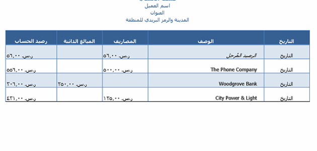 نموذج كشف حساب جاهز 1 صيغة نموذج كشف حساب