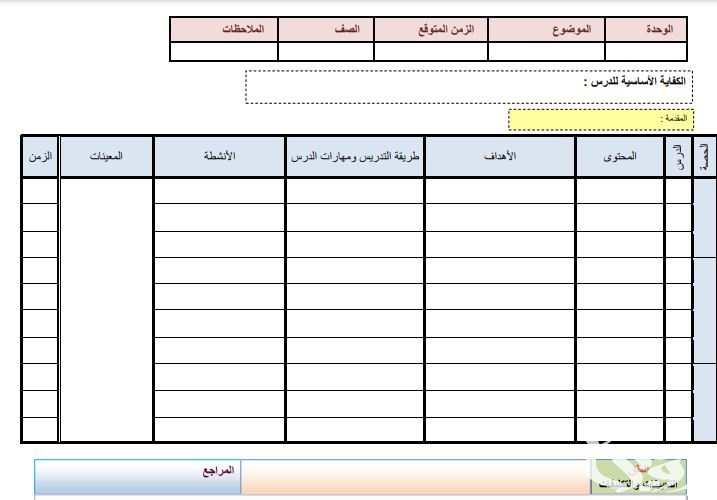 نموذج تحضير درس لغة عربية