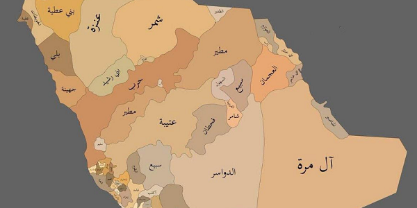 خريطة توزيع القبائل السعودية كاملة 1 خريطة توزيع القبائل السعودية كاملة