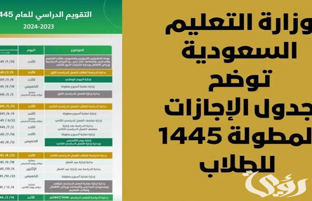 موعد الإجازة المطولة القادمة للطلاب والطالبات موعد الإجازة المطولة القادمة للطلاب والطالبات
