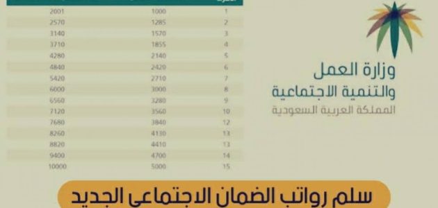 الموارد البشرية تحدد.. جدول حاسبة الضمان الاجتماعي المطور 1447 1 جدول حاسبة الضمان الاجتماعي المطور 1445
