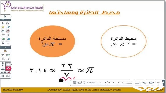 قانون مساحة الدائرة للصف السادس
