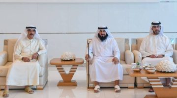 سعود بن راشد المعلا يحتفل بعقد قران ولي عهد أم القيوين في حفل مميز