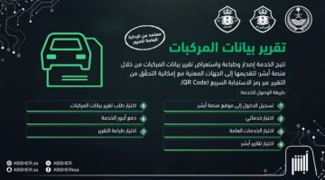 نظام أبشر يتيح للمستخدمين استعراض وطباعة بيانات المركبات بسهولة ويسر