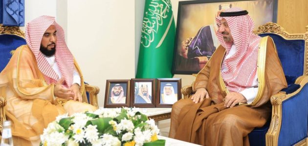 <p><strong>أمير نجران يستقبل إمام المسجد الحرام الشيخ عبدالله الجهني في زيارة تاريخية</strong></p> 1 أمير نجران يستقبل إمام المسجد الحرام الشيخ عبدالله الجهني في زيارة تاريخية