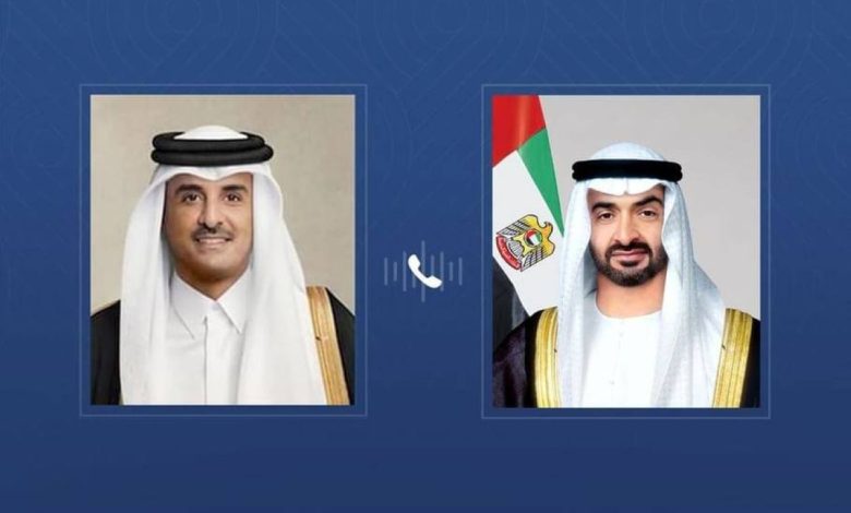 محمد بن زايد يؤكد لتميم بن حمد دعم الإمارات الكامل لقطر في مواجهة الاعتداءات الإسرائيلية